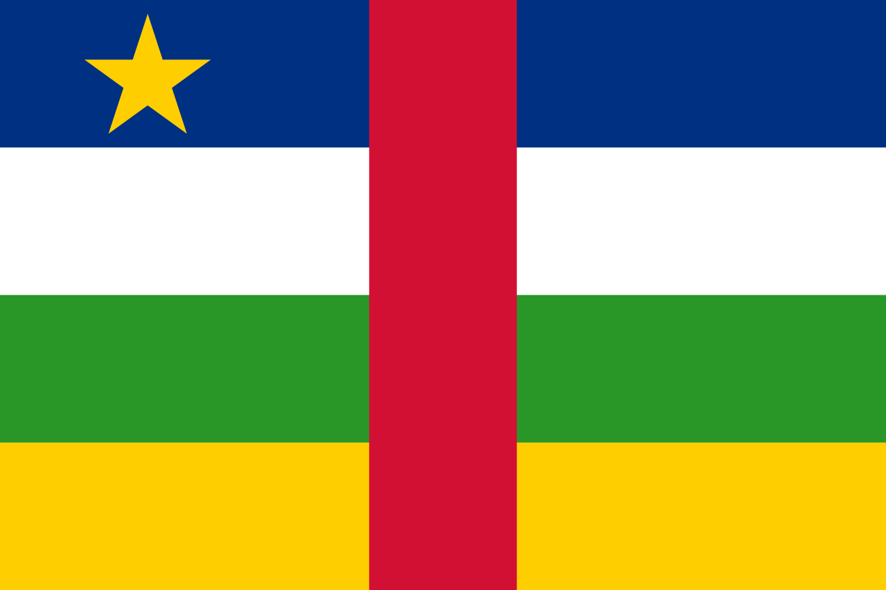 Central African Republic Traditional Sewn Flag