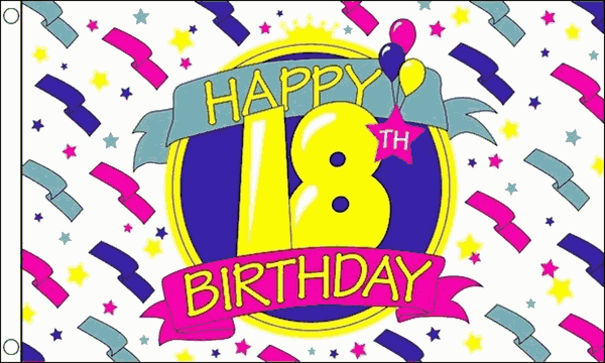 Happy 18th Birthday Flag (Medium)