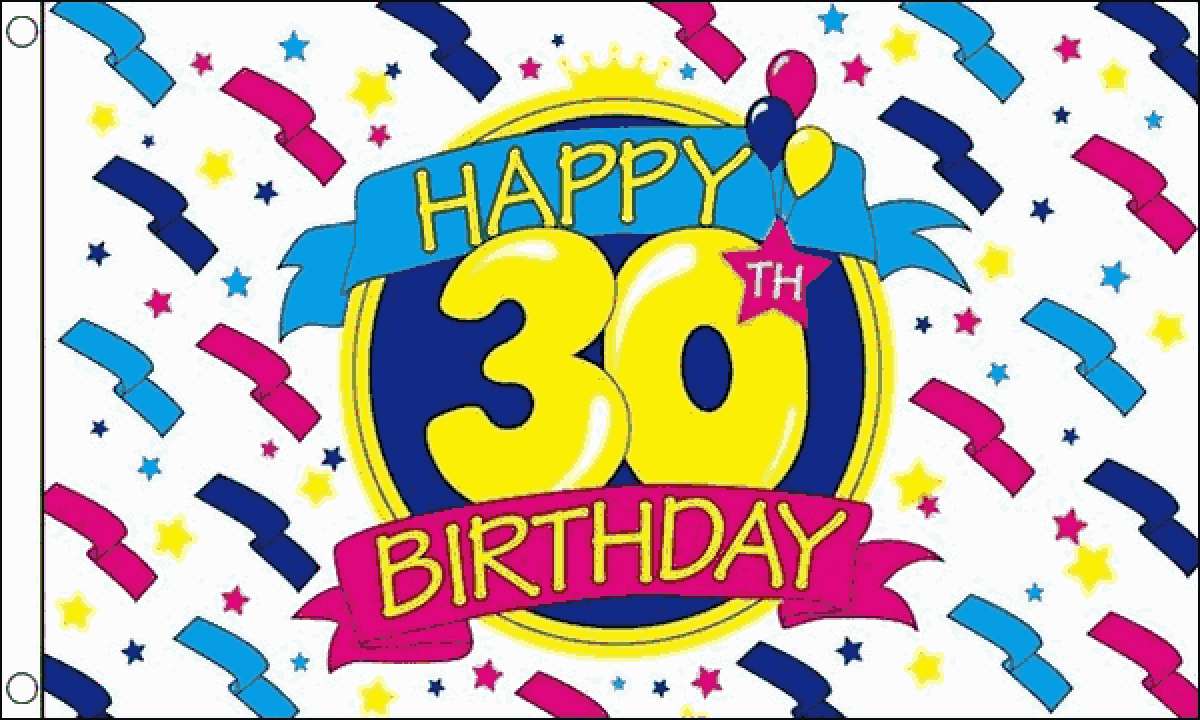 Happy 30th Birthday Flag (Medium)