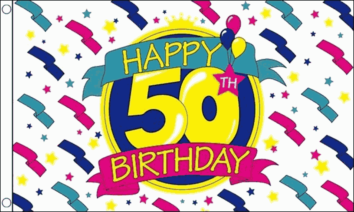 Happy 50th Birthday Flag (Medium)