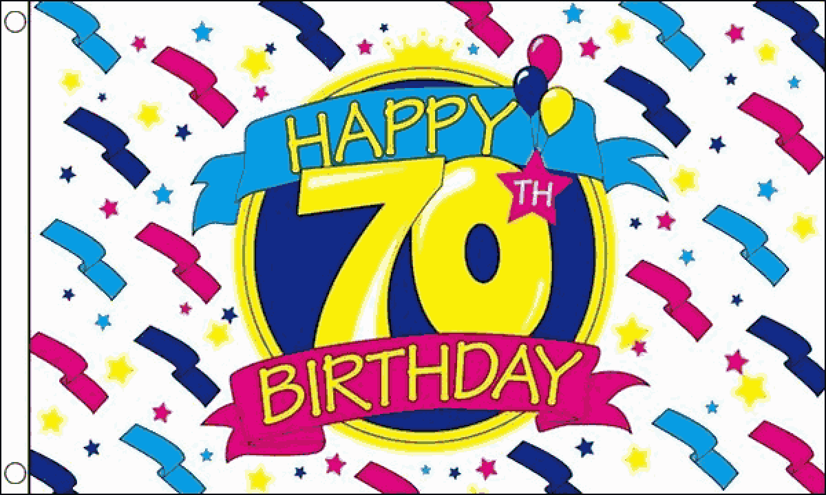 Happy 70th Birthday Flag (Medium)