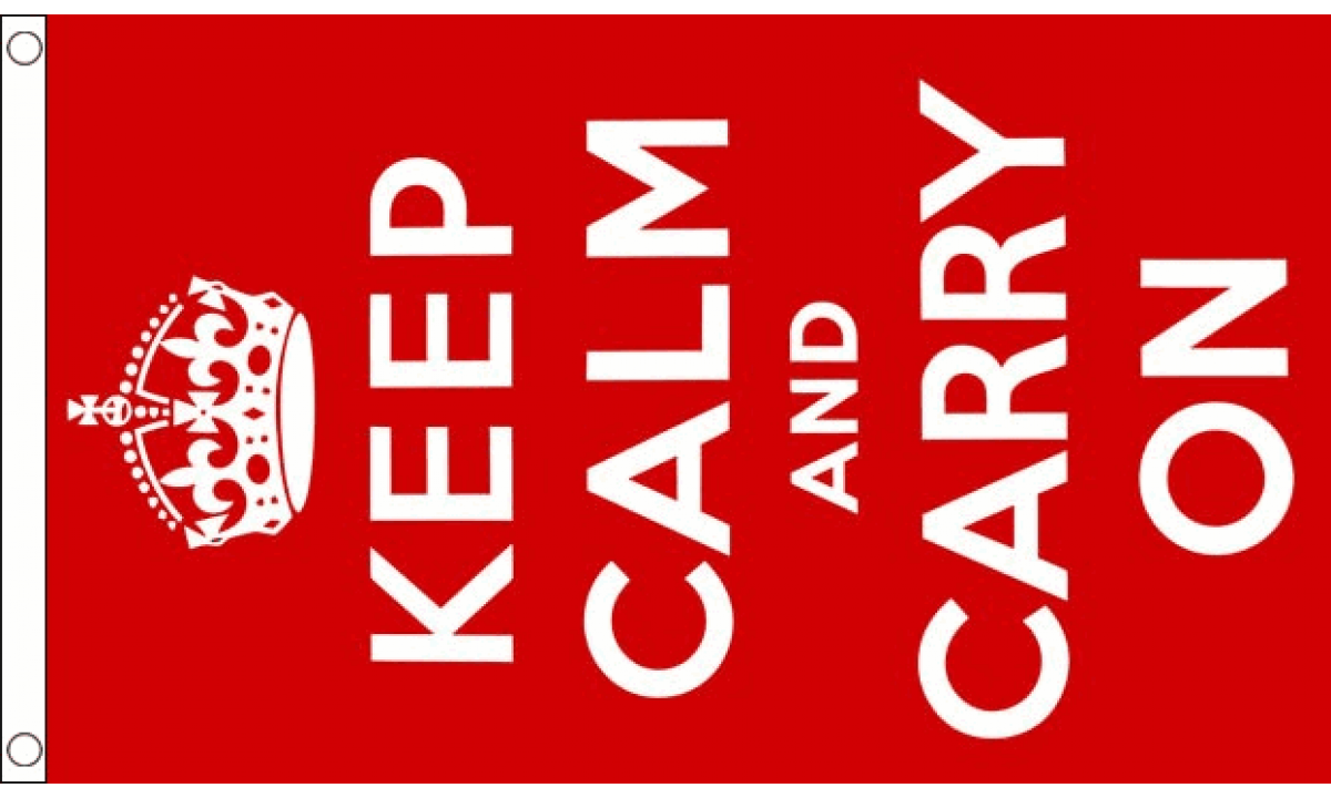Keep Calm And Carry On (Red) Flag (Medium)