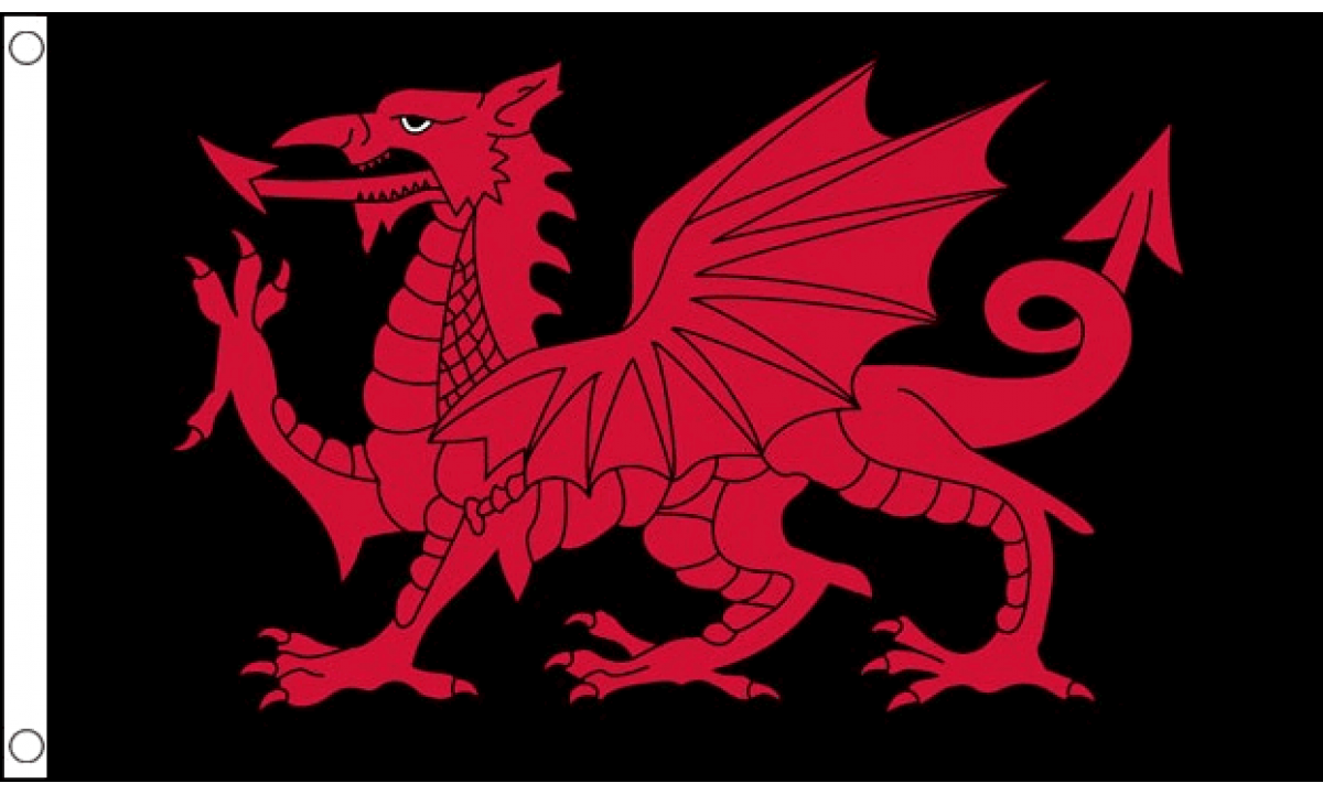 Welsh Dragon Black Flag (Medium)