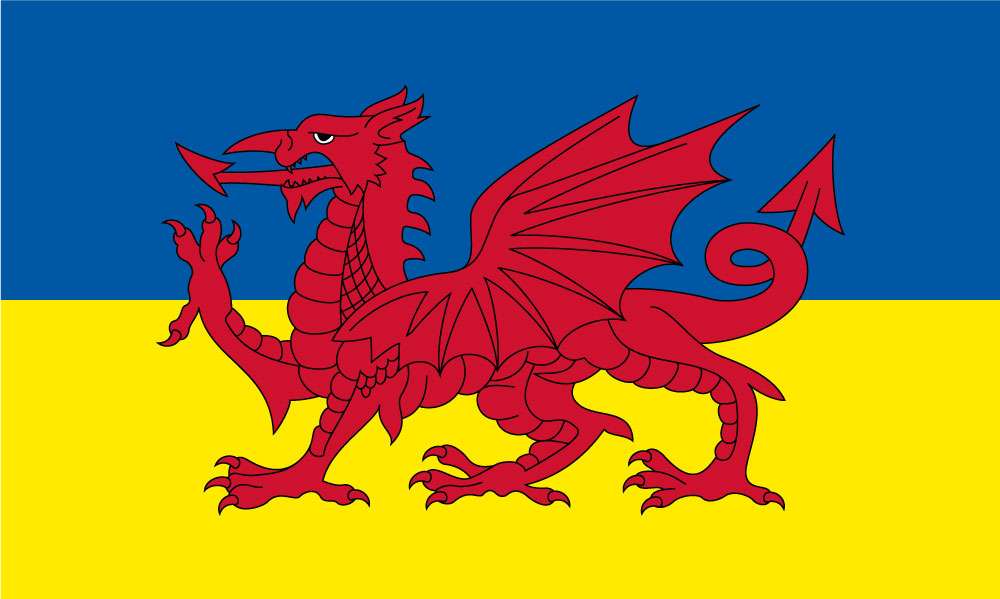 Ukraine Wales Outdoor Quality Flag