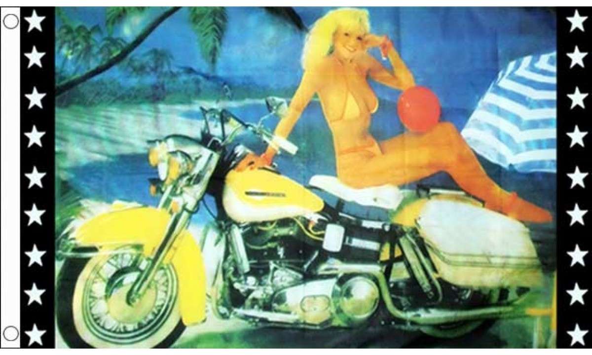 Girl and Motorcycle Flag (Medium)