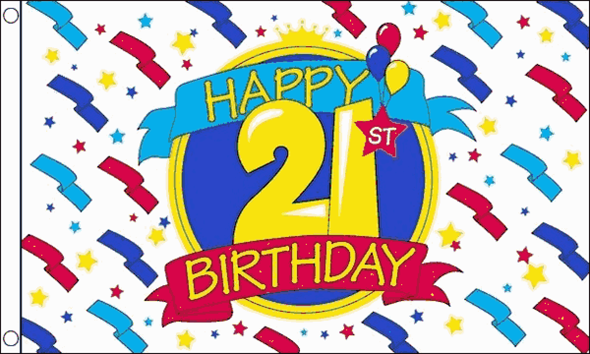 Happy 21st Birthday Flag (Medium)