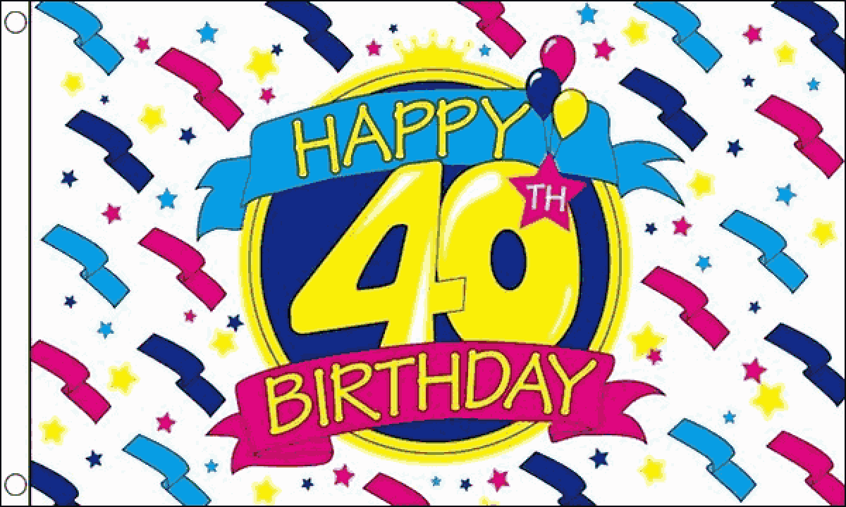 Happy 40th Birthday Flag (Medium)