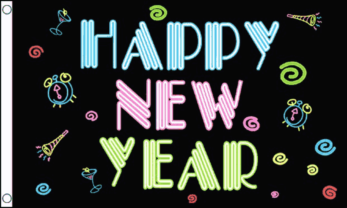 Happy New Year (Neon) Flag (Medium)