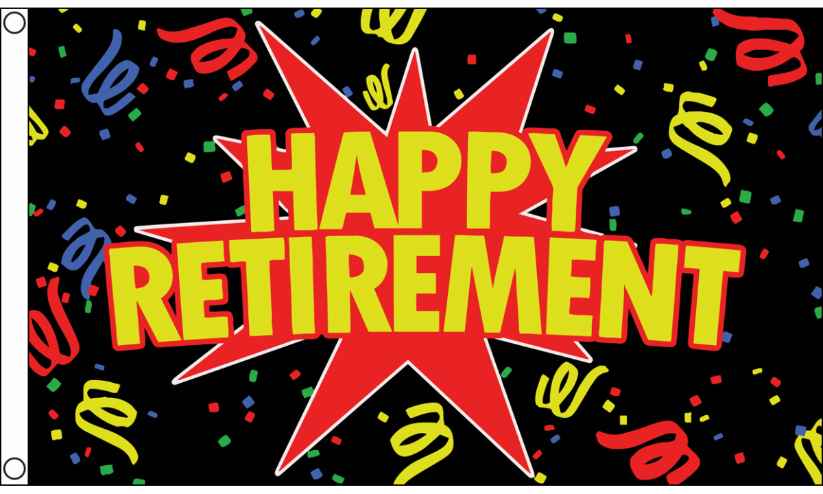 Happy Retirement Black Flag (Medium)