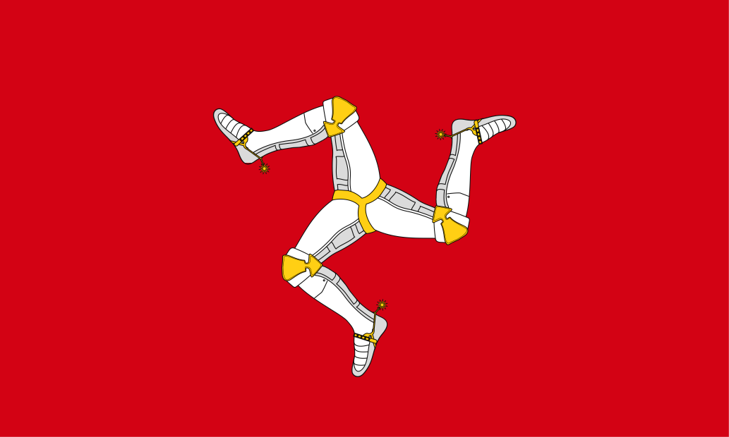 Isle of Man Outdoor Quality Flag with a white coat of arms on a red background