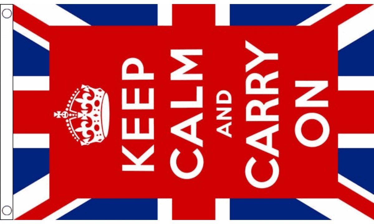Keep Calm And Carry On (UK) Flag (Red) Flag