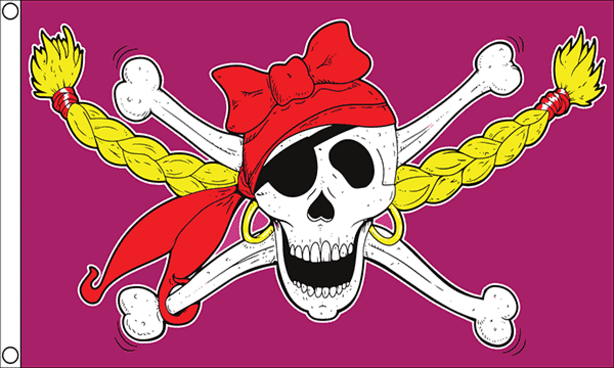 Pirate Girl Skull Flag (Medium)