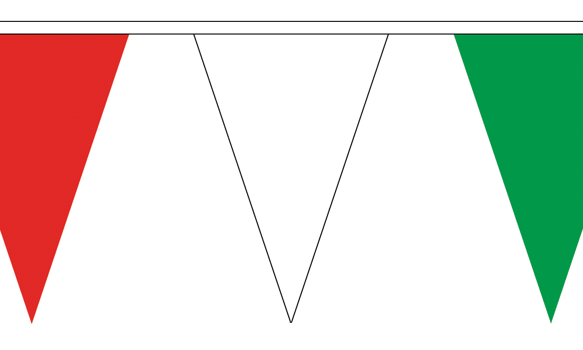 Red, White and Green Triangle Bunting (Small)