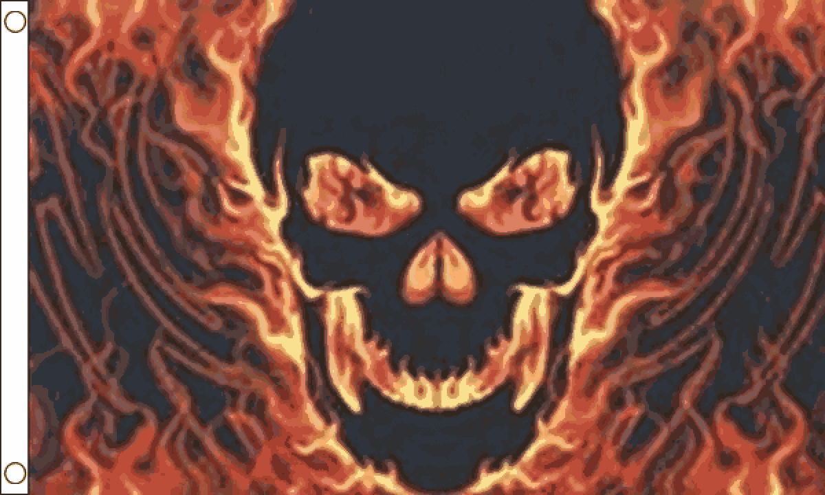 Skull with Fire Flag  (Medium)