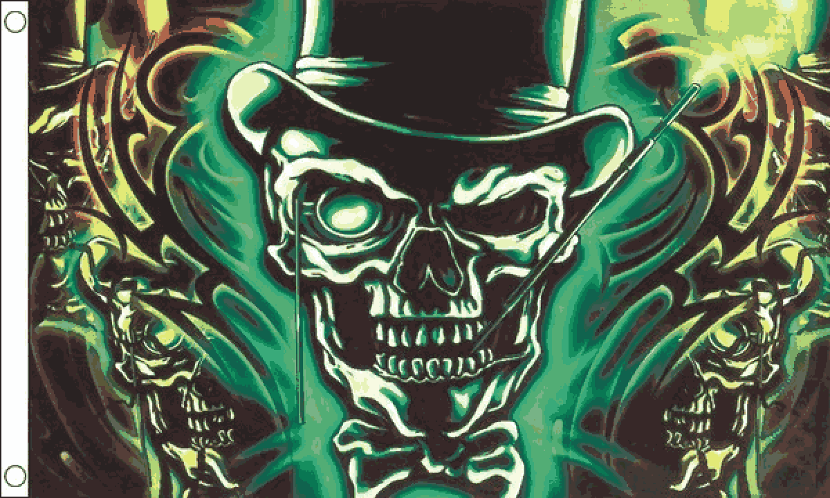 Skull with Top Hat Flag  (Medium)