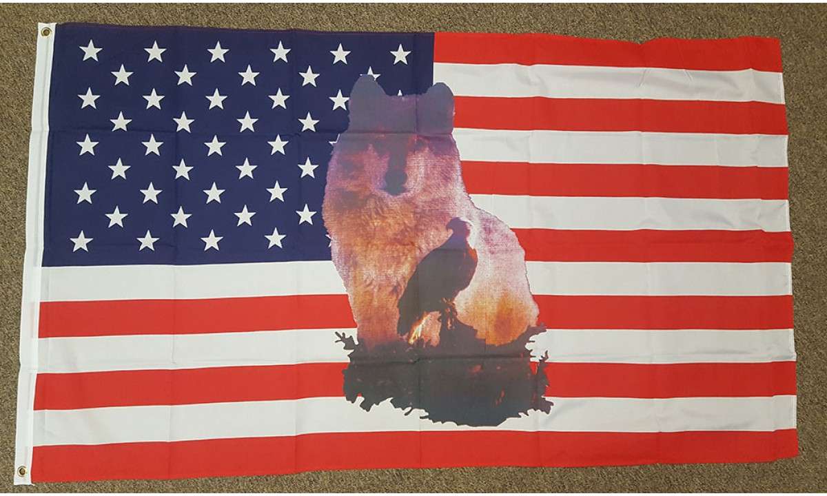USA Wolf Eagle Flag (Medium)