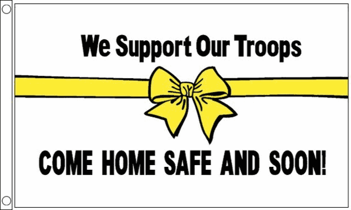 We Support Our Troops (white) Flag (Medium)