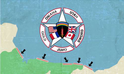 D-Day Commemoration Outdoor Quality Flag [stained map effect]