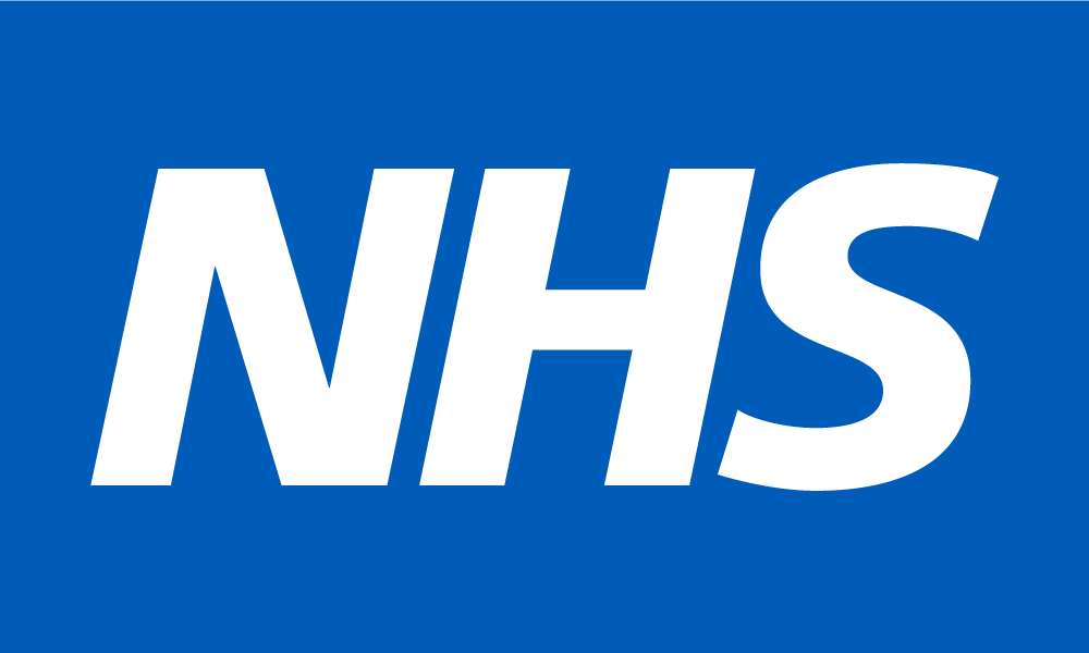NHS Outdoor Quality Flag & logo on a blue background