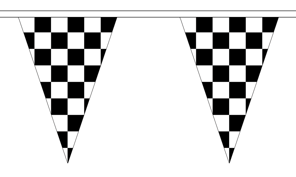 BLACK & AND WHITE CHECKERED 20 metre TRIANGLE BUNTING 30 FLAGS flag 54 FLAGS 