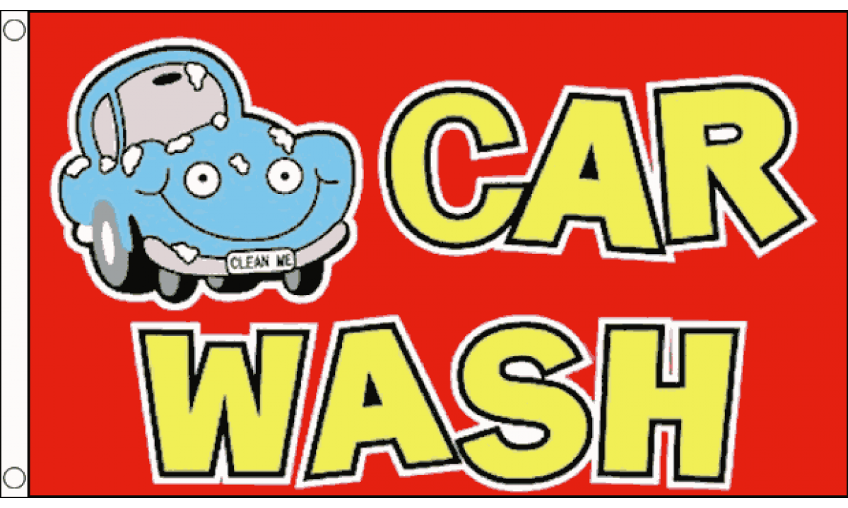 Car Wash Cartoon Flag (Medium) - MrFlag Car Wash Cartoon Flag (Medium) - MrFlag