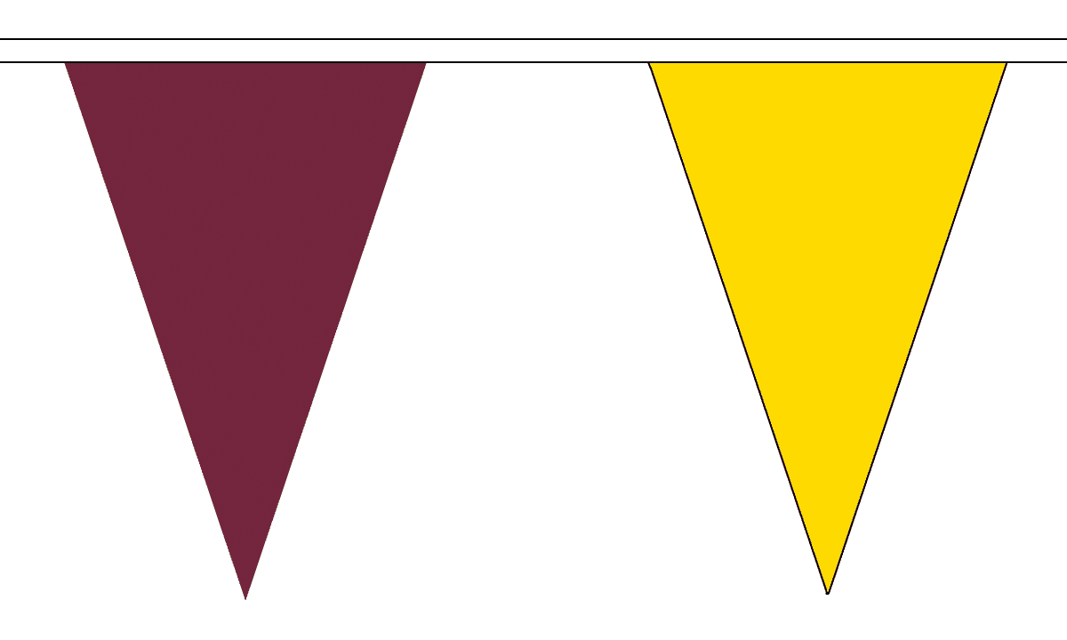 Triangular Maroon & Gold 20M Triangle Flag Bunting Large 54 Flags