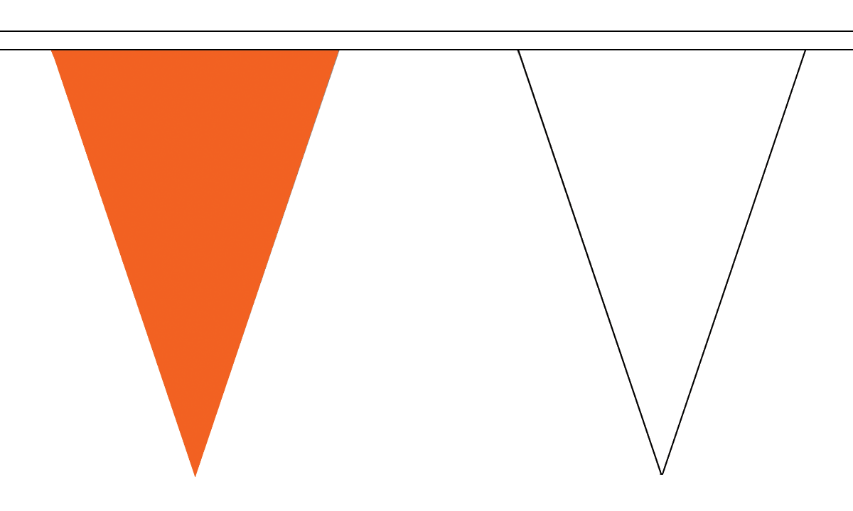 Triangular Black & Orange 20M Triangle Flag Bunting Large 54 Flags 