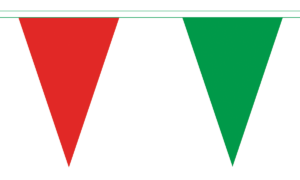 Red White and Gree Triangle Flag Bunting 27 flags on this 10 metre Long Bunting 