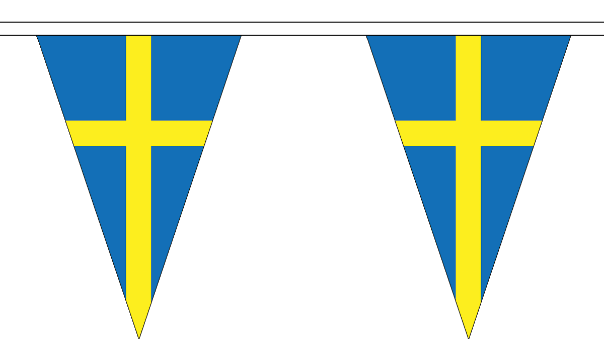 Sweden 5M Triangle Flag Bunting 12 Flags Triangular