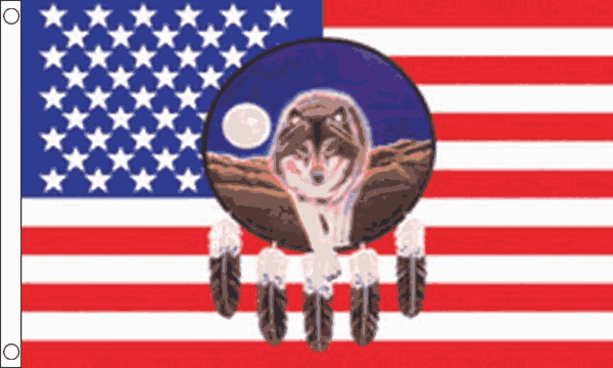 USA Feather Wolf Flag (Medium) - MrFlag