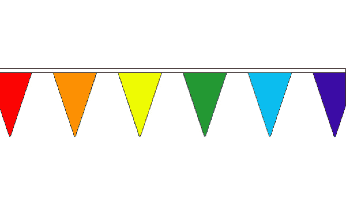 triangle flags in many colours inc flame resist Extra large plastic bunting 