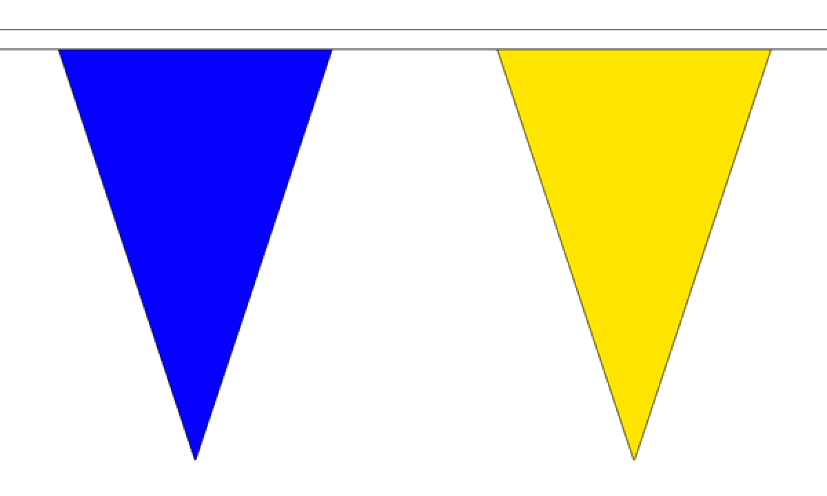 Royal Blue and Yellow Triangular Bunting 54 flags on this 20 metre Long Bunting 