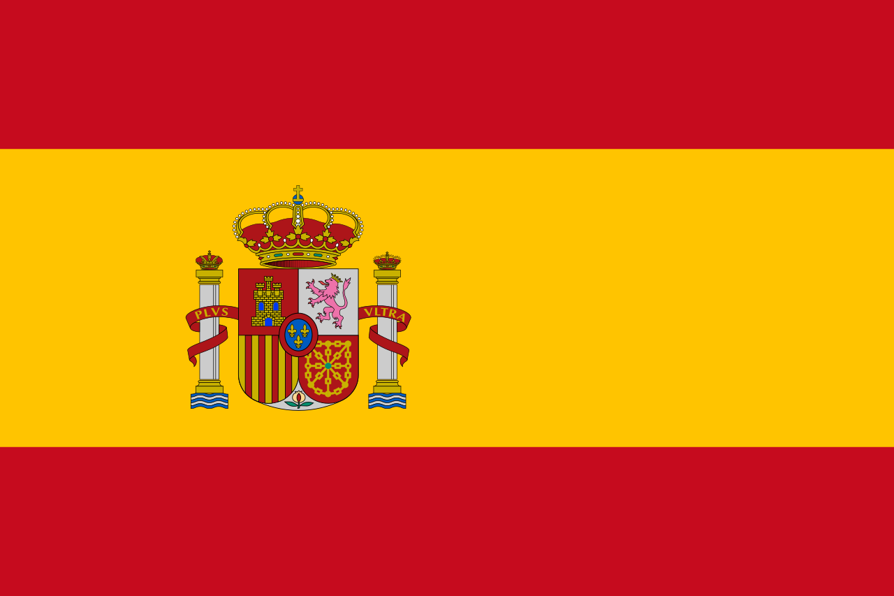 Spain Flag Red and Yellow with Spanish Crest