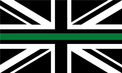 E0221  EMBROIDERED LARGE THIN GREEN LINE UNION FLAG  NHS SERVICE PATCH 